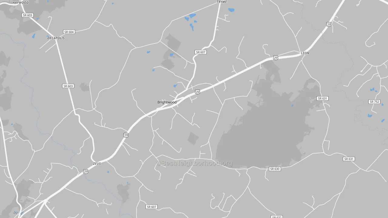 Transit Grade map of Brightwood, VA