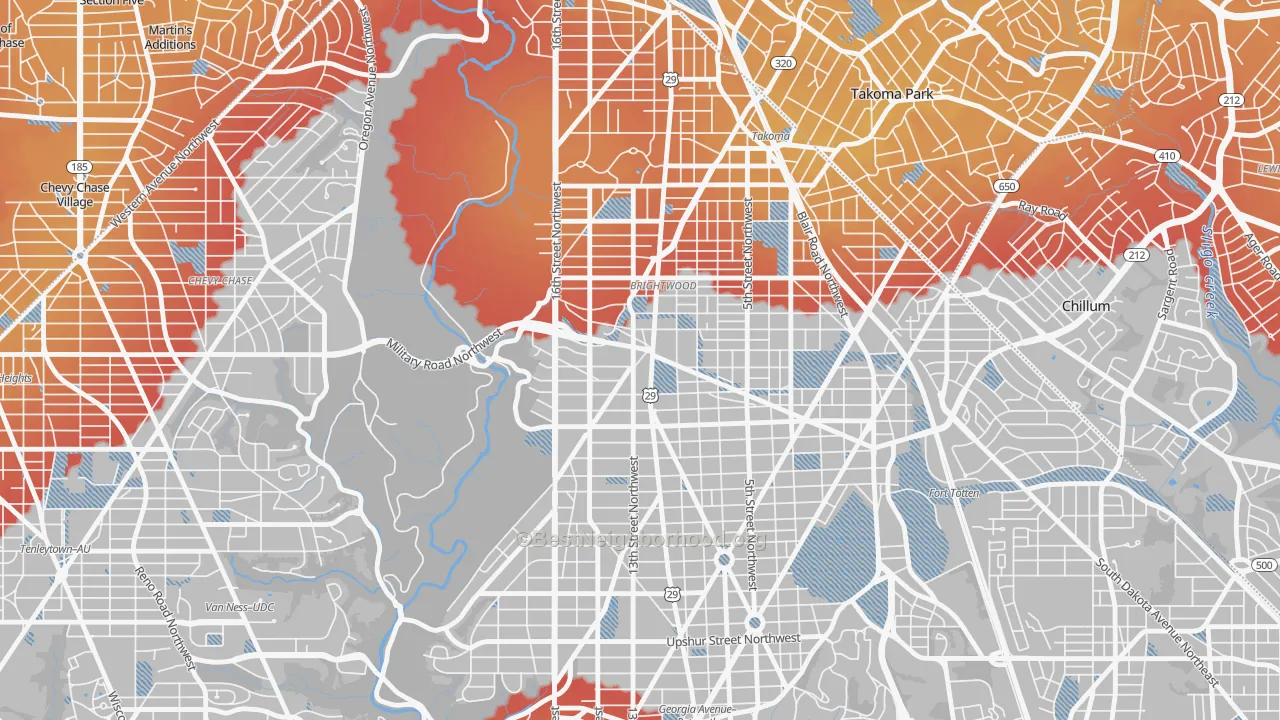 Transit Grade map of Brightwood, Washington, DC