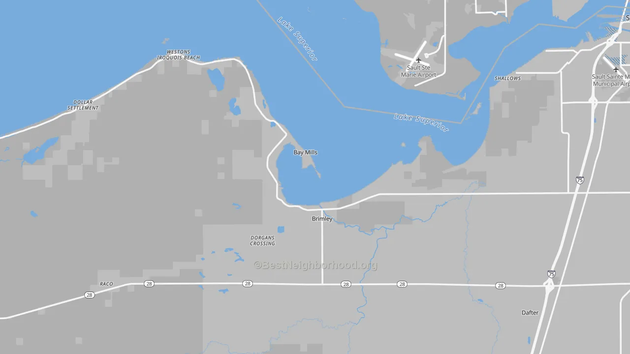 Transit Grade map of Brimley, MI