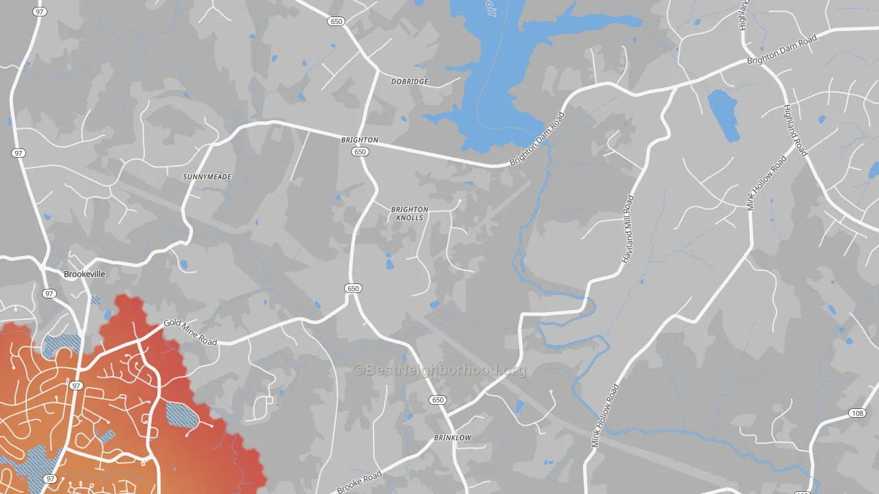 Transit Grade map of Brinklow, MD