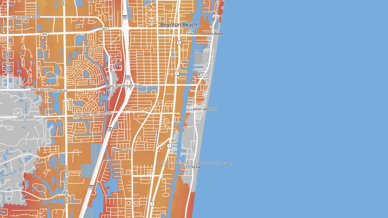 Transit Grade map of Briny Breezes, FL