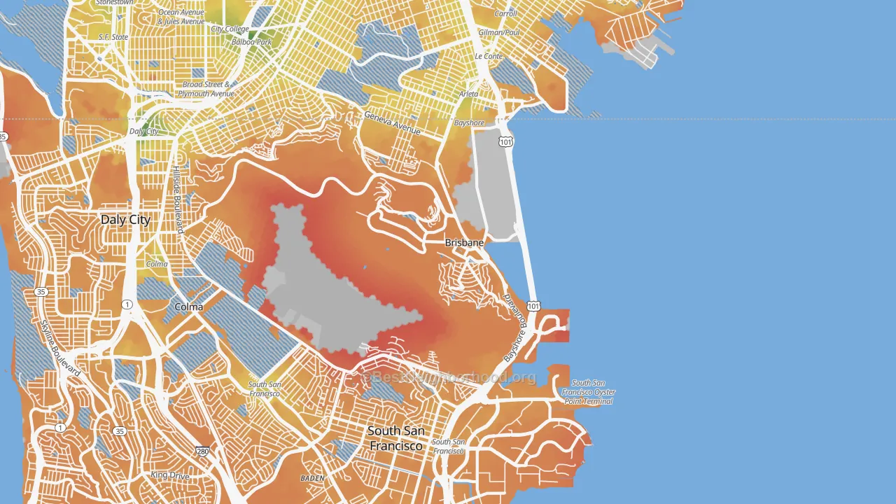 Transit Grade map of Brisbane, CA