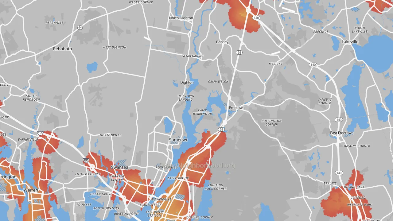 Transit Grade map of Bristol County, MA