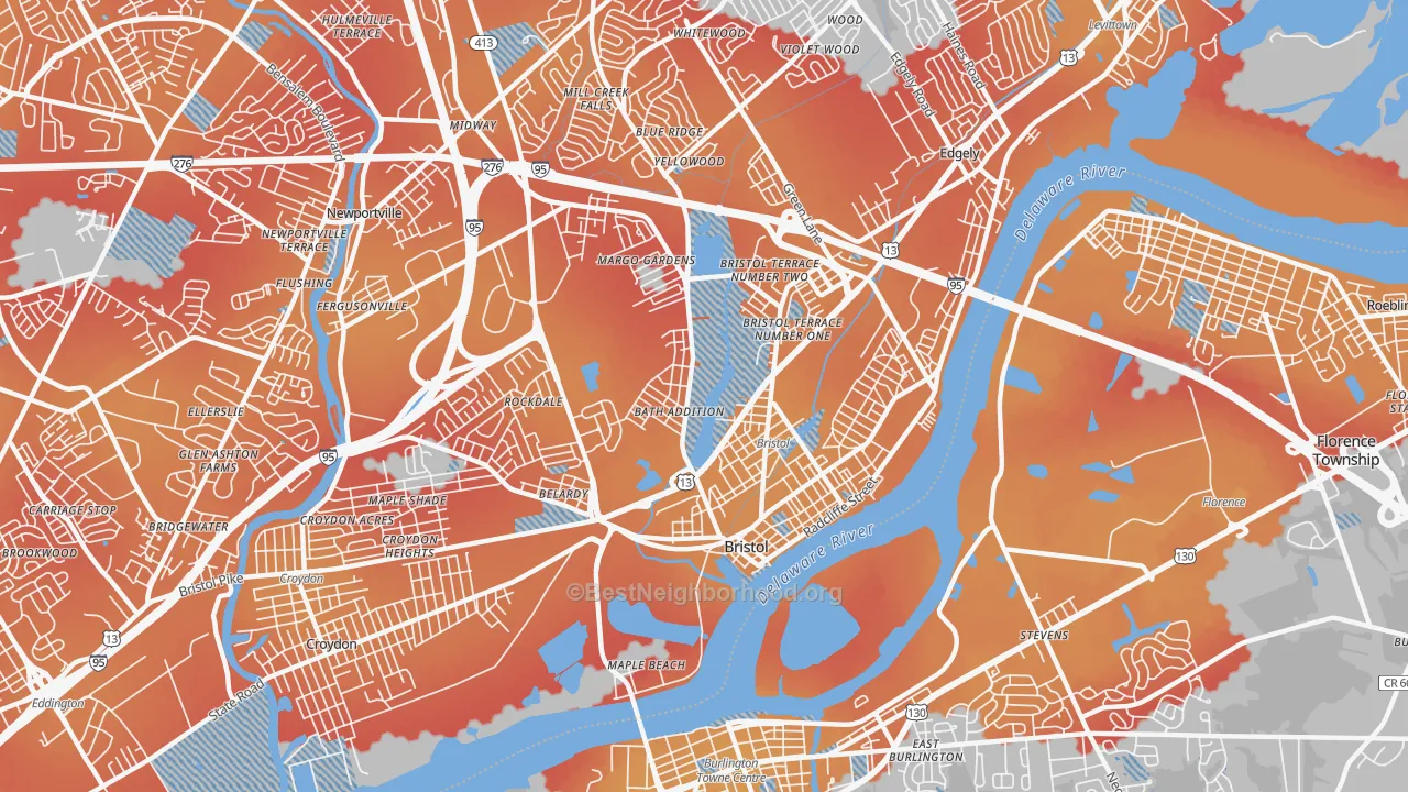 Transit Grade map of Bristol, PA