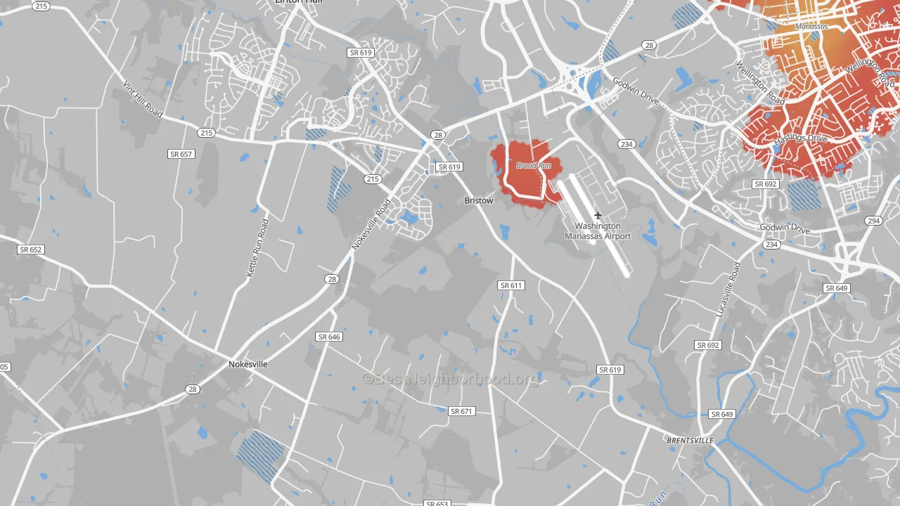 Transit Grade map of Bristow, VA