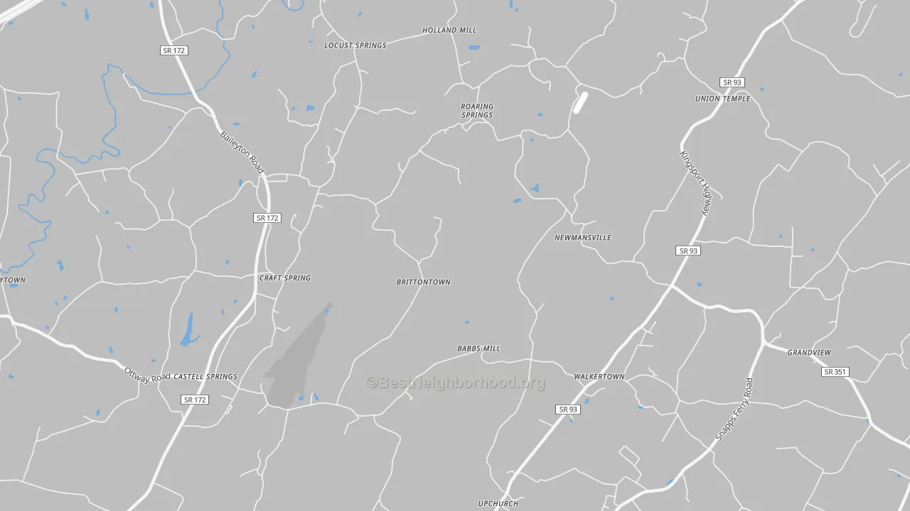 Transit Grade map of Brittontown, TN