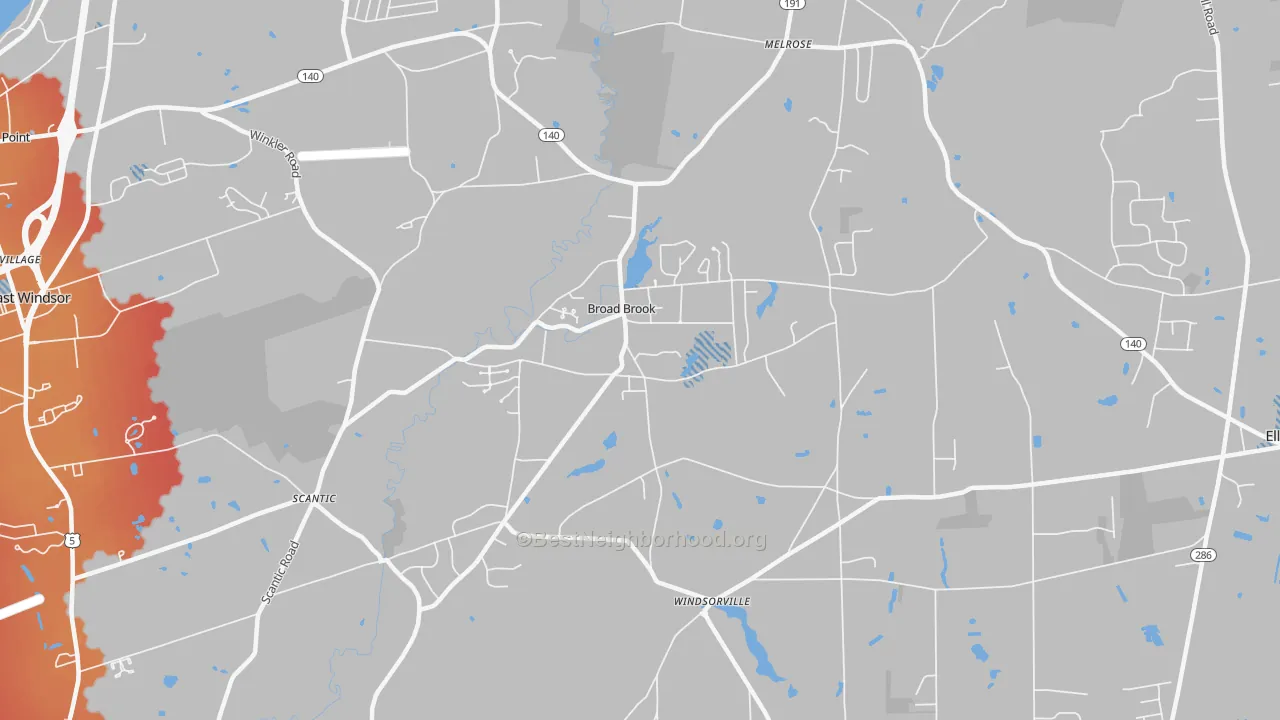Transit Grade map of Broad Brook, CT