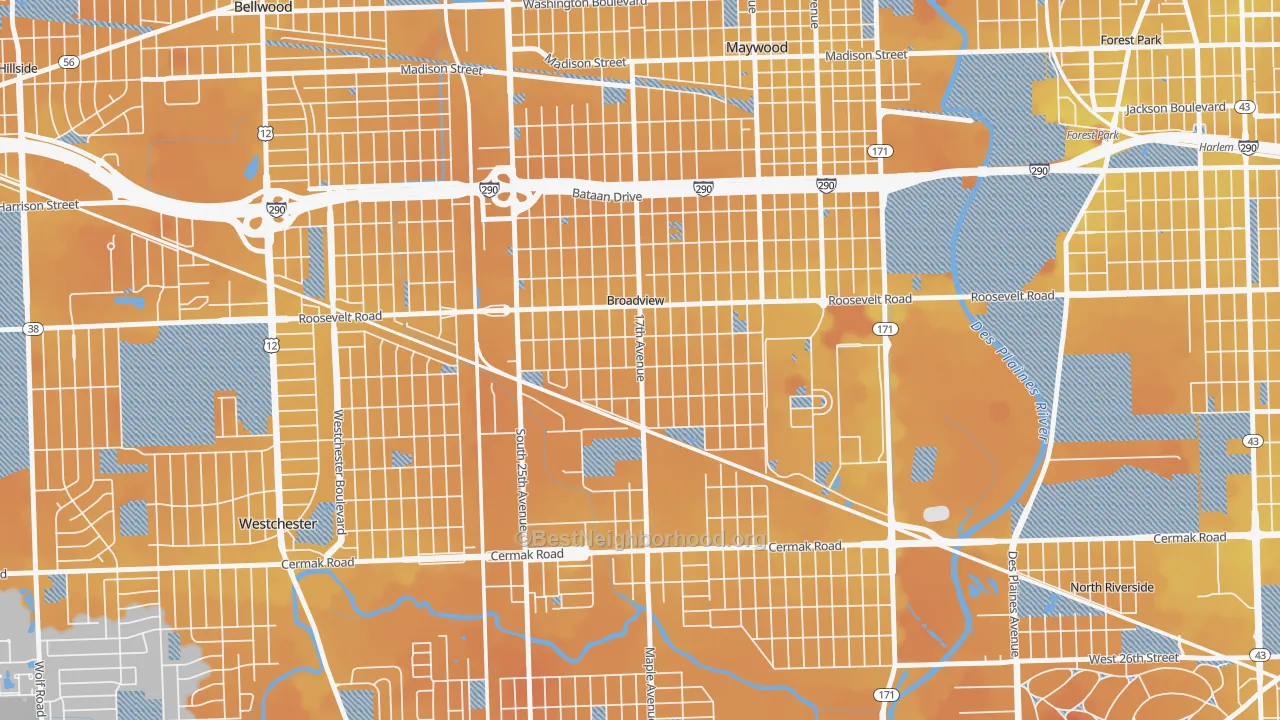 Transit Grade map of Broadview, IL