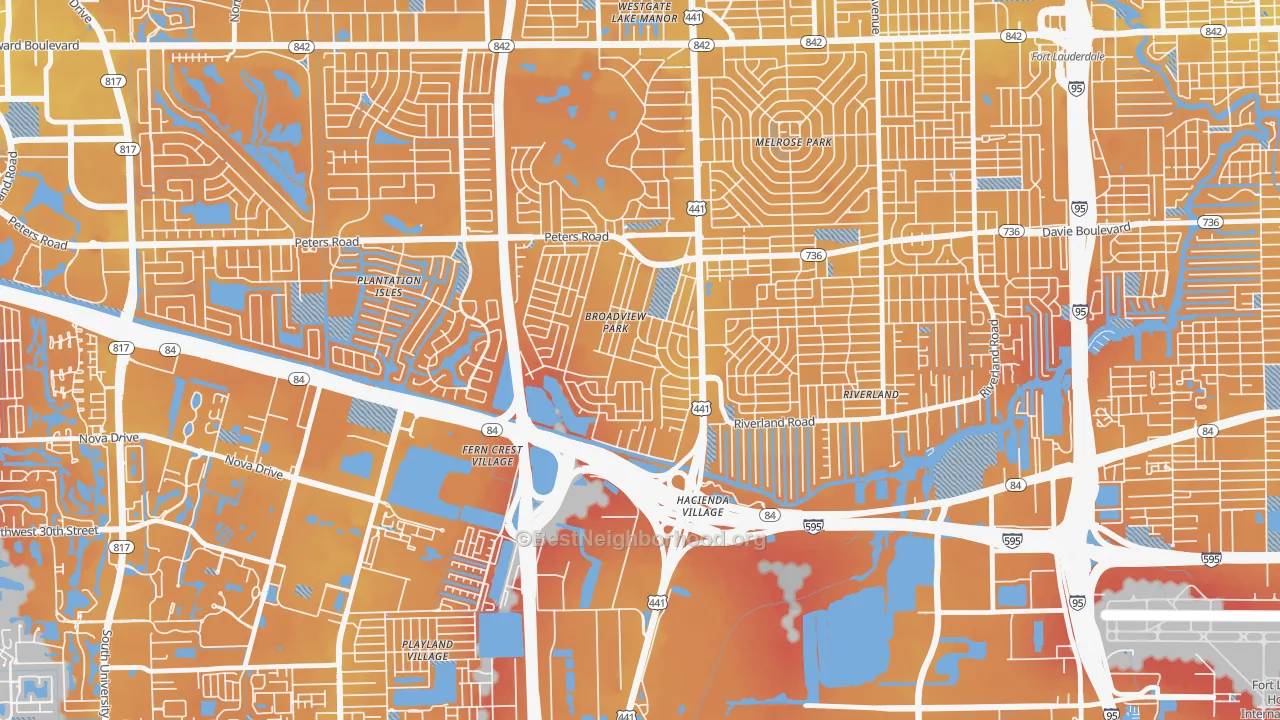 Transit Grade map of Broadview Park, Fort Lauderdale, FL