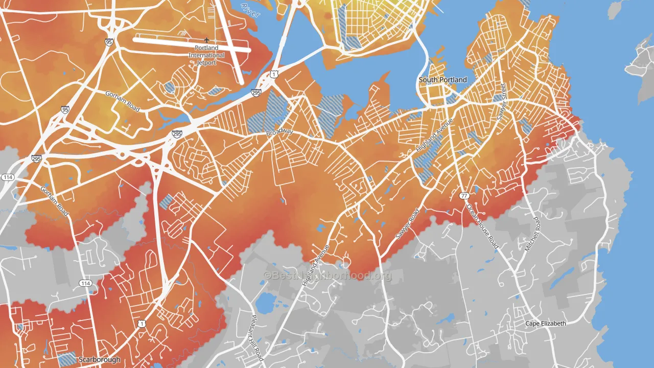 Transit Grade map of Broadview Park, South Portland, ME