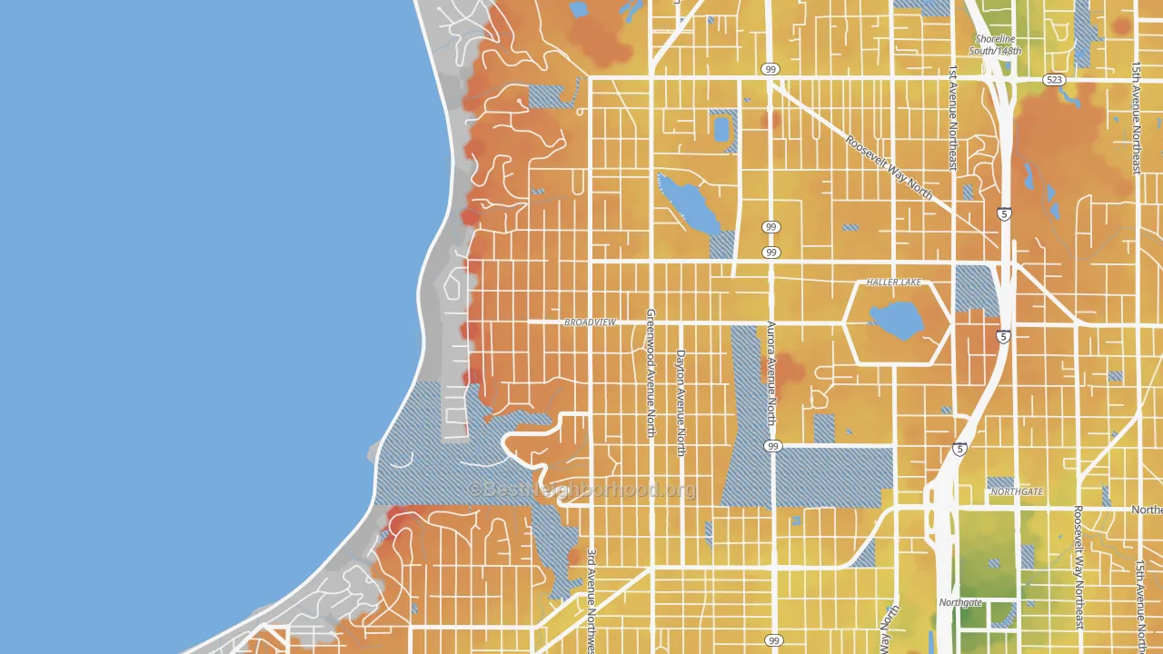 Transit Grade map of Broadview, Seattle, WA