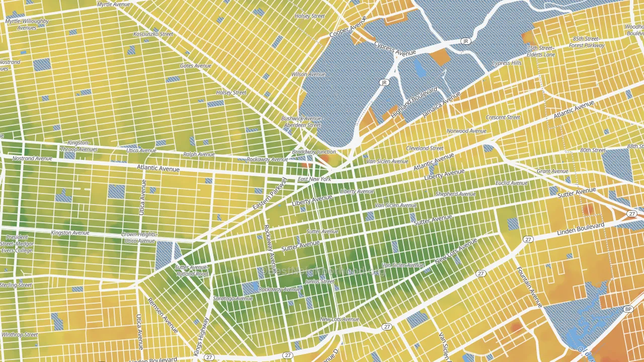 Transit Grade map of Broadway Junction, Brooklyn, NY