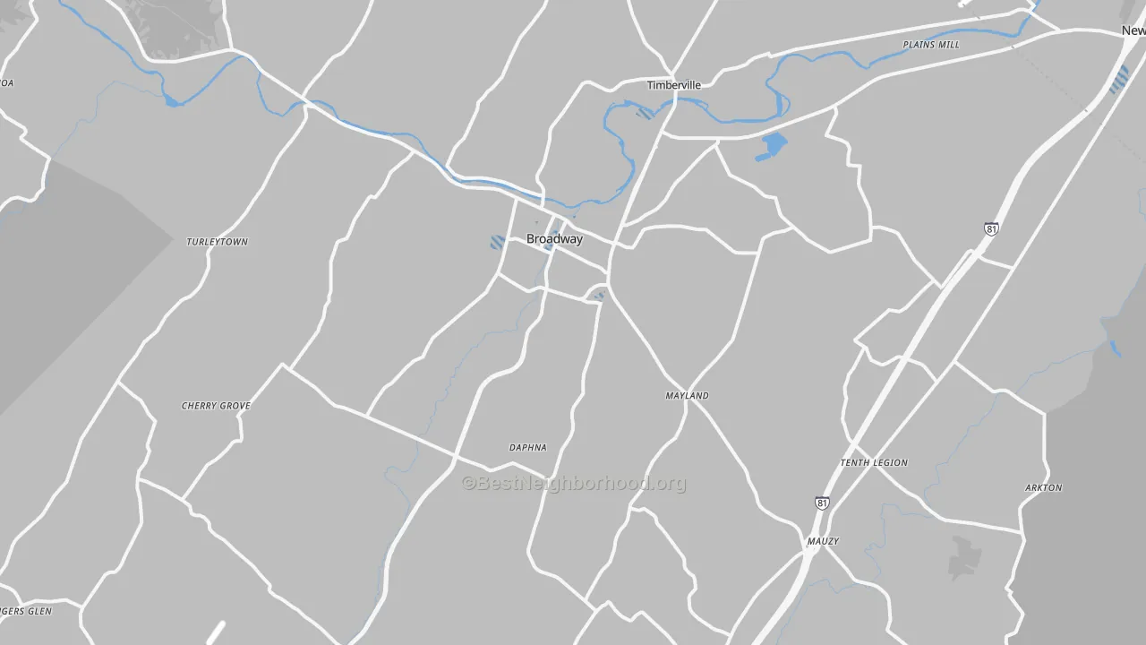 Transit Grade map of Broadway, VA