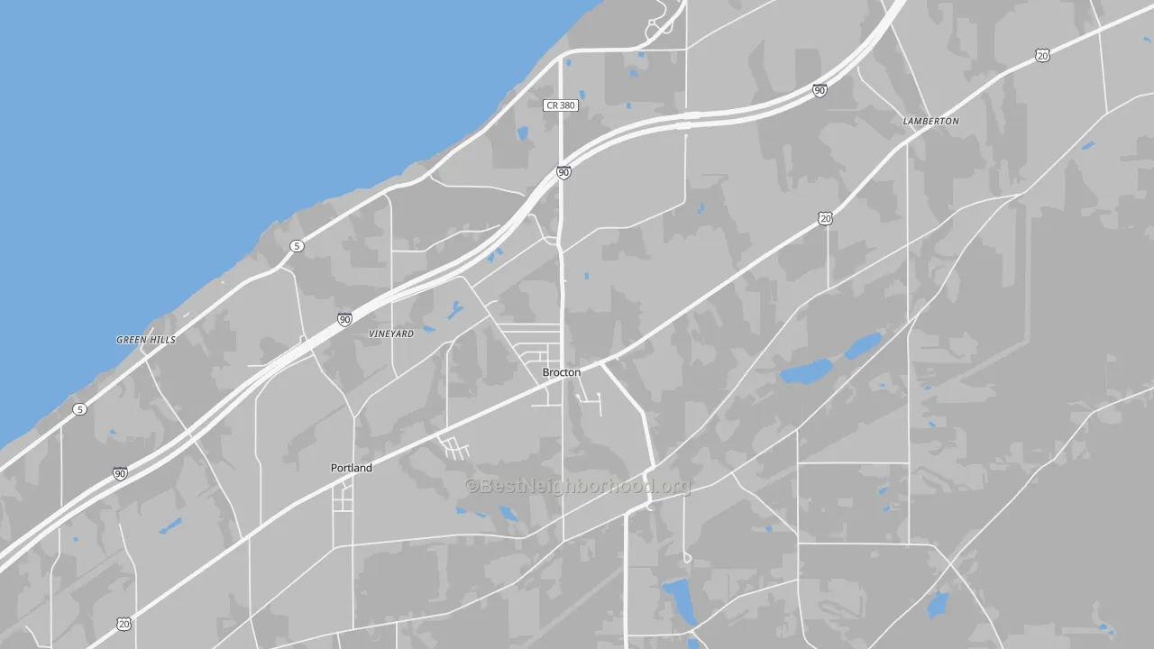 Transit Grade map of Brocton, NY
