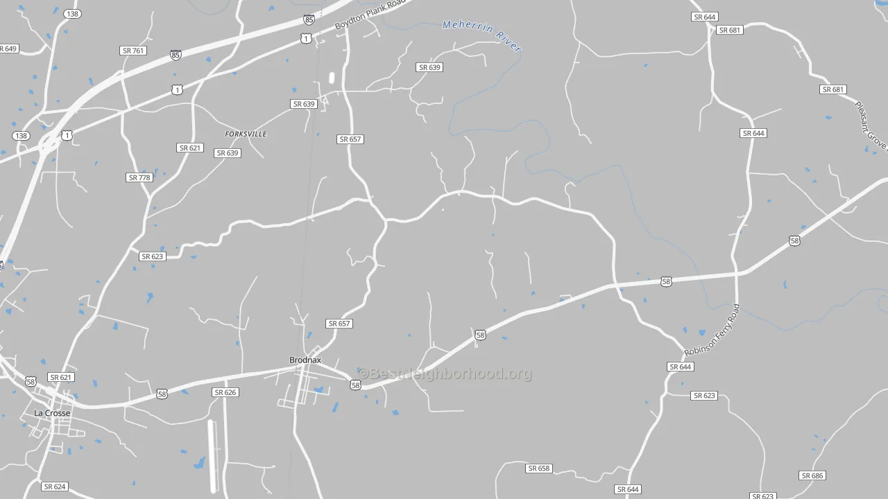 Transit Grade map of Brodnax, VA