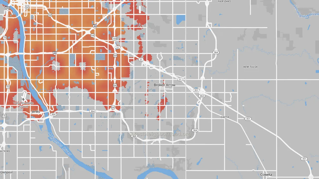 Transit Grade map of Broken Arrow, OK
