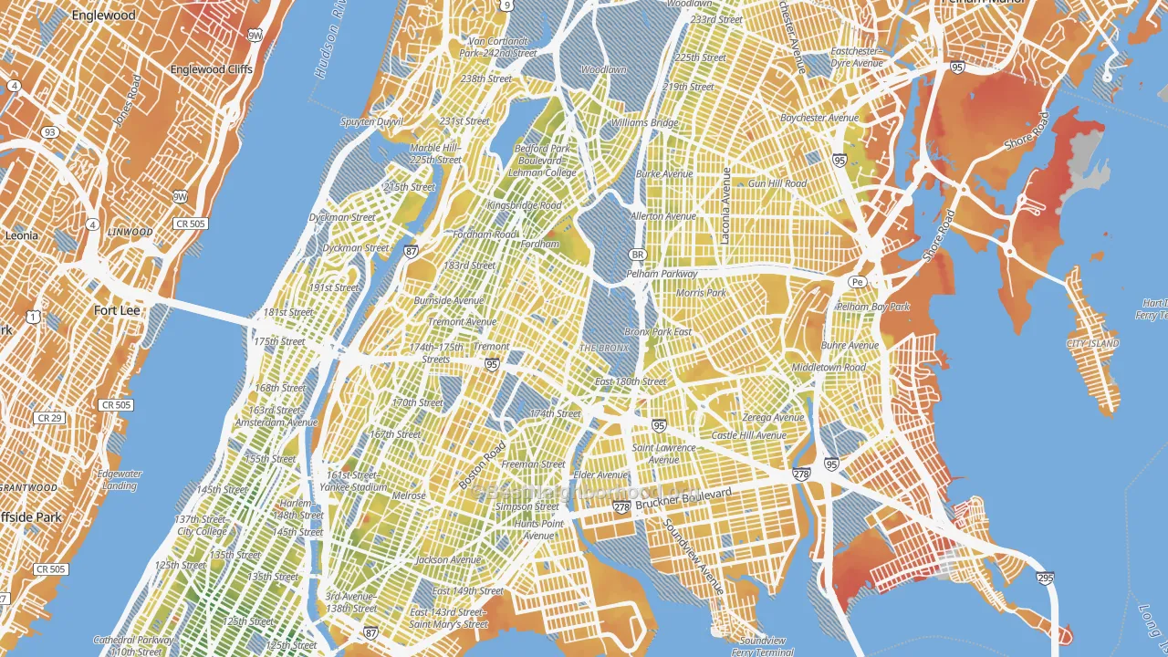Transit Grade map of Bronx County, NY