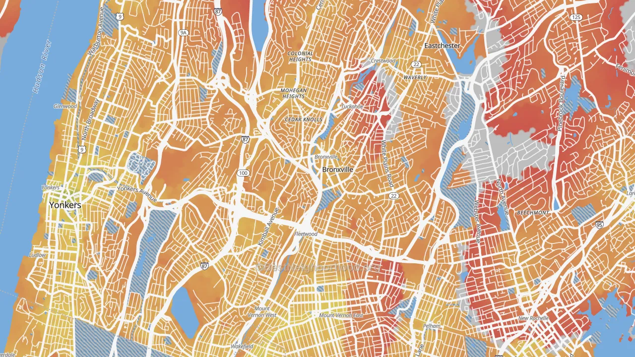 Transit Grade map of Bronxville, NY