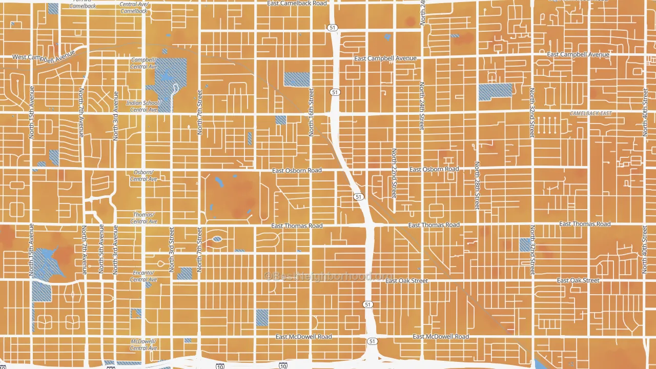Transit Grade map of Bronze Boot, Phoenix, AZ