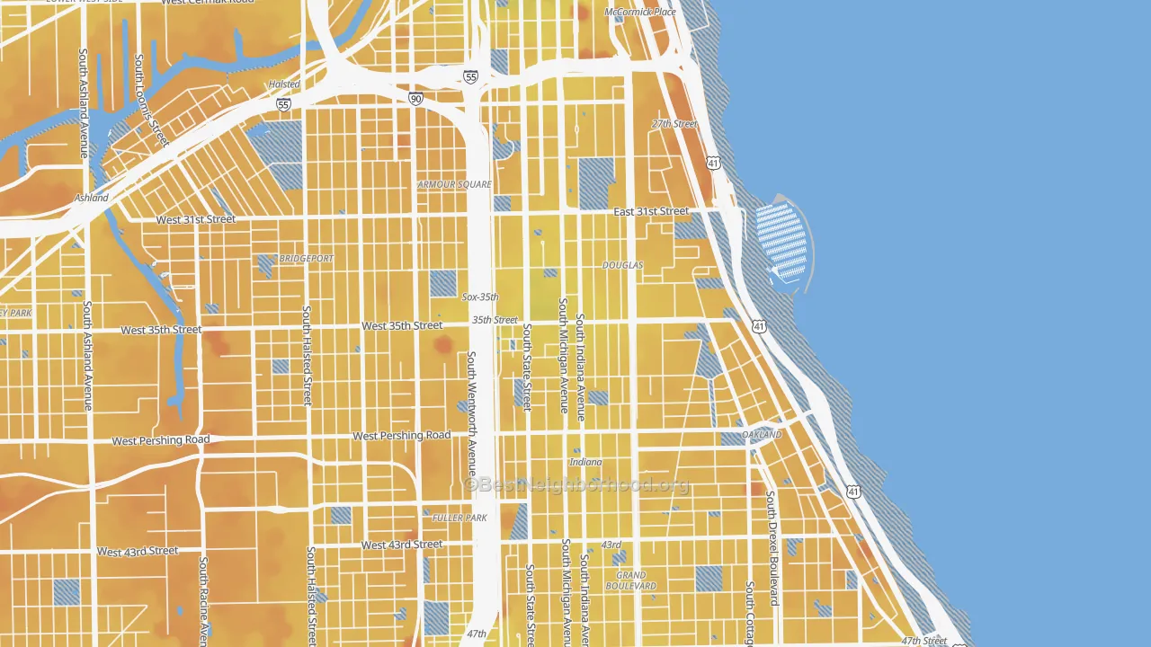 Transit Grade map of Bronzeville, Chicago, IL