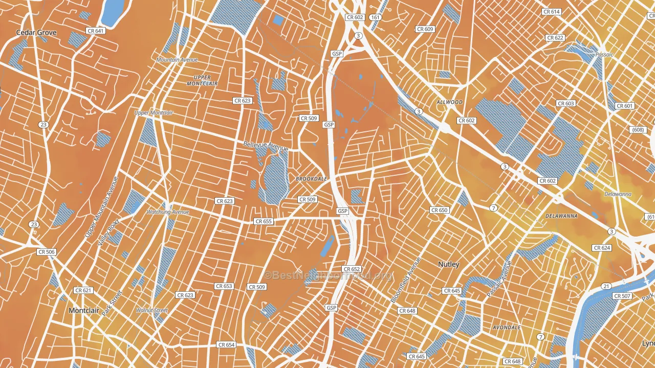 Transit Grade map of Brookdale, NJ