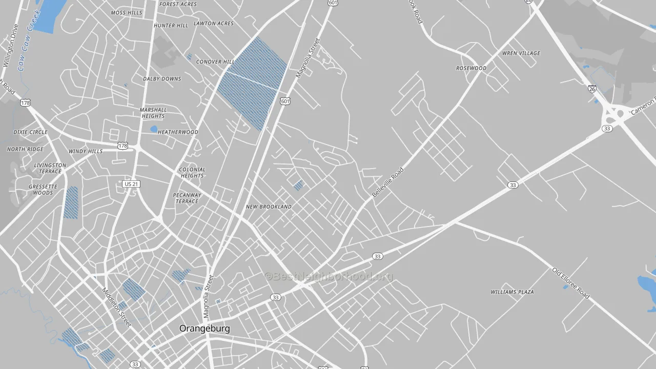 Transit Grade map of Brookdale, SC