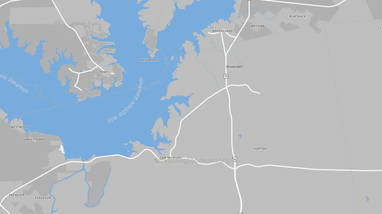 Transit Grade map of Brookeland, TX