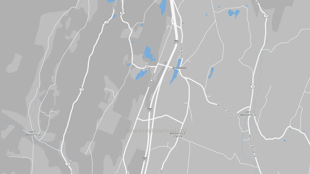 Transit Grade map of Brookfield Center, VT