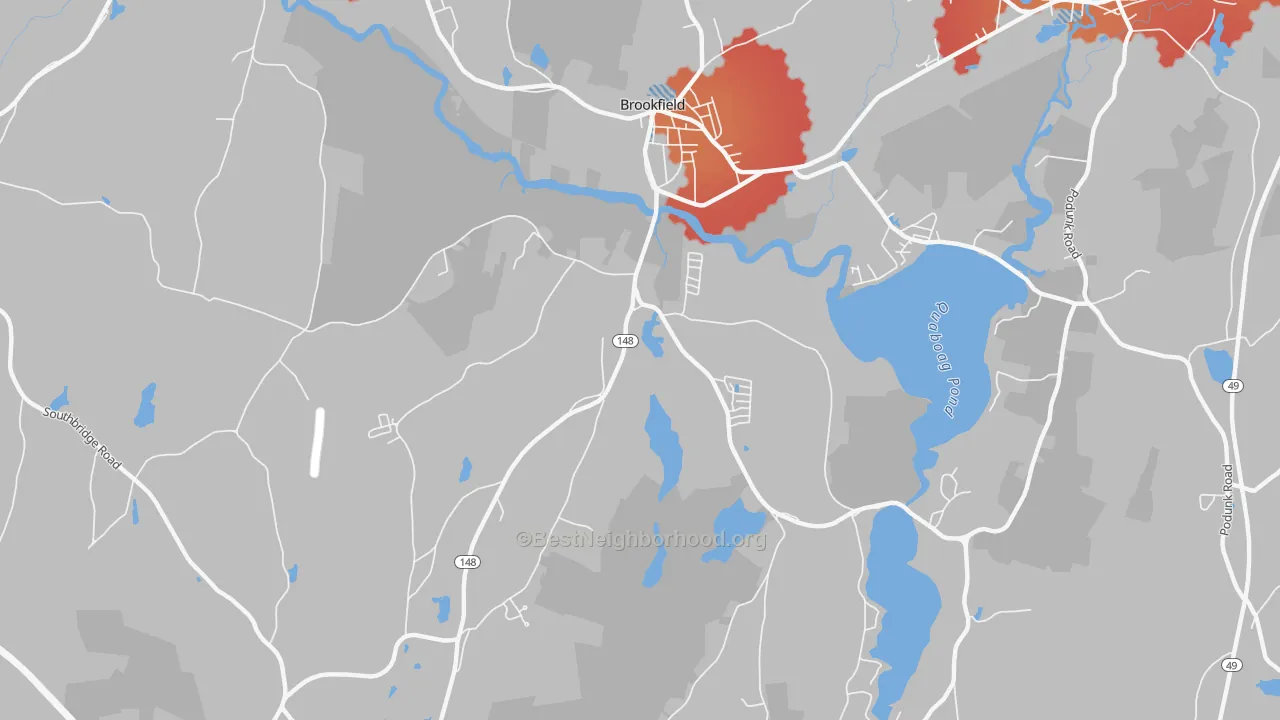 Transit Grade map of Brookfield, MA