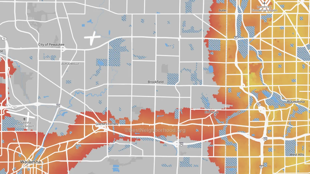 Transit Grade map of Brookfield, WI