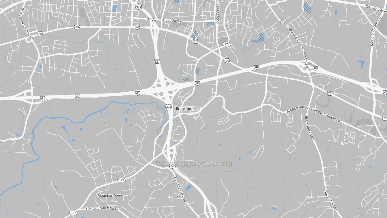 Transit Grade map of Brookford, NC
