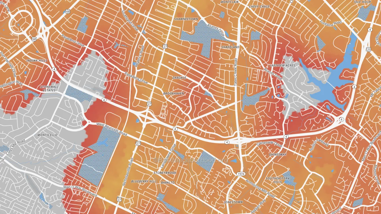 Transit Grade map of Brookhaven-Lansdowne, Lexington, KY