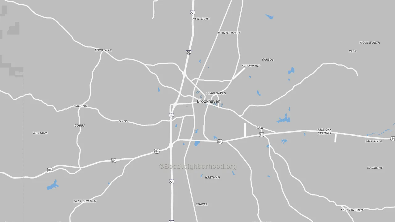 Transit Grade map of Brookhaven, MS
