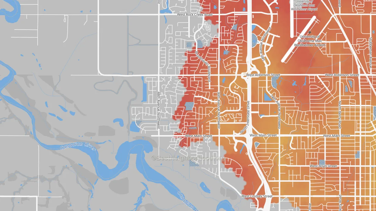 Transit Grade map of Brookhaven, Norman, OK