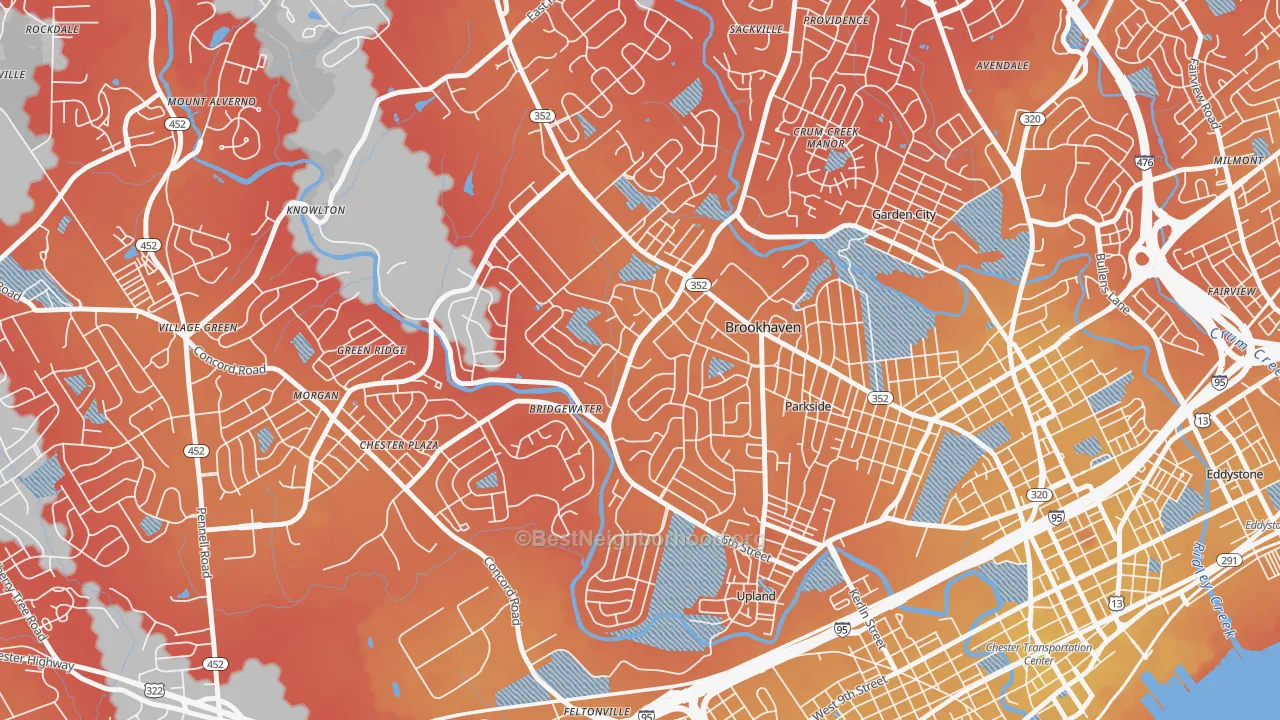 Transit Grade map of Brookhaven, PA