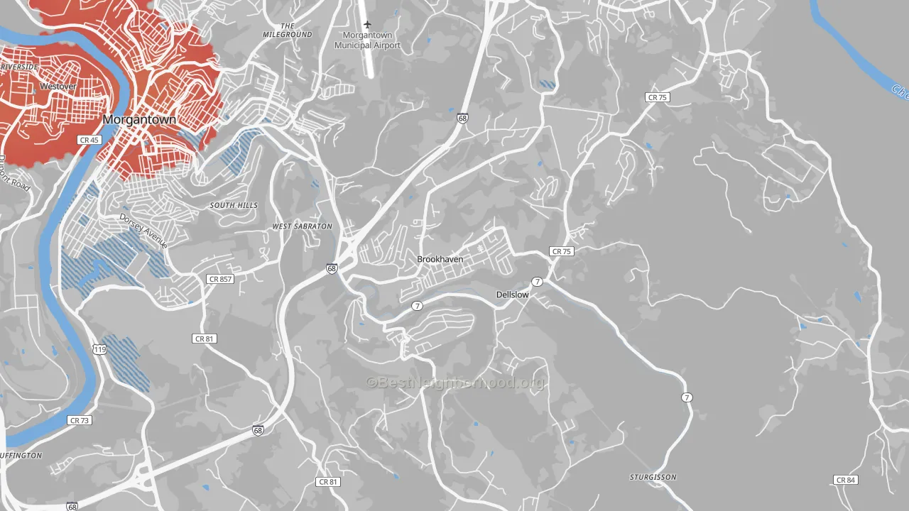 Transit Grade map of Brookhaven, WV