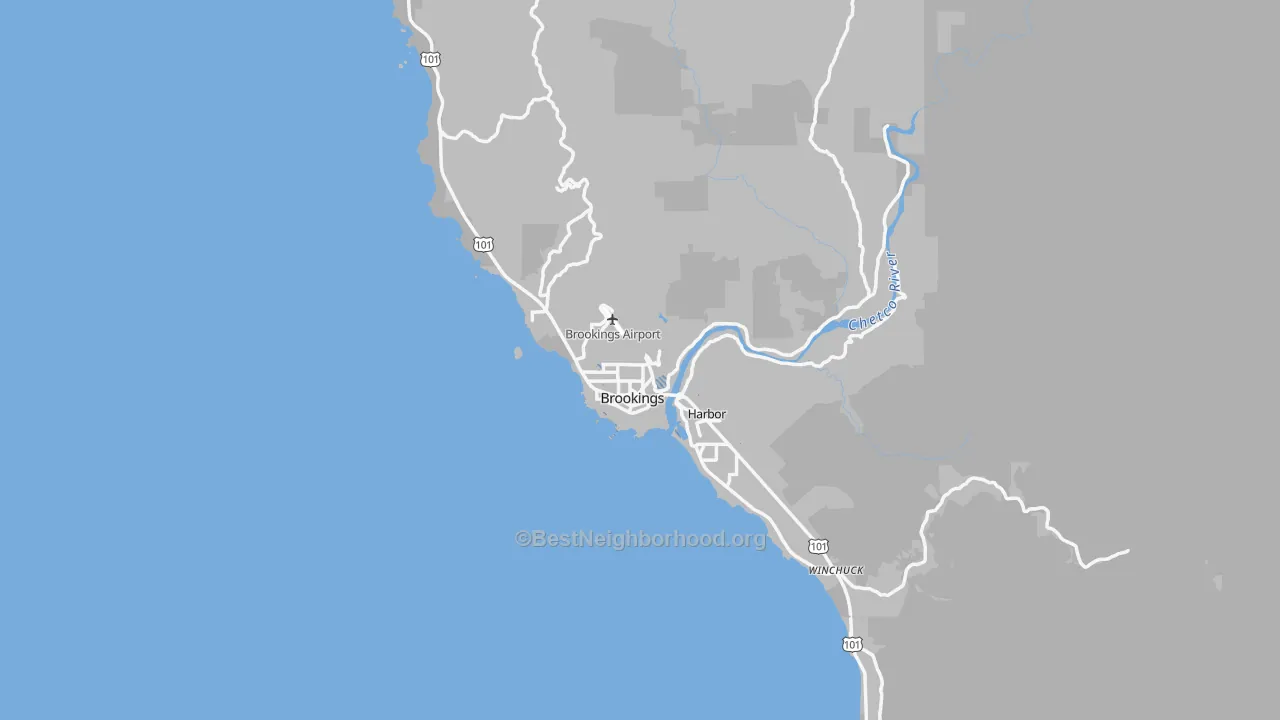 Transit Grade map of Brookings, OR