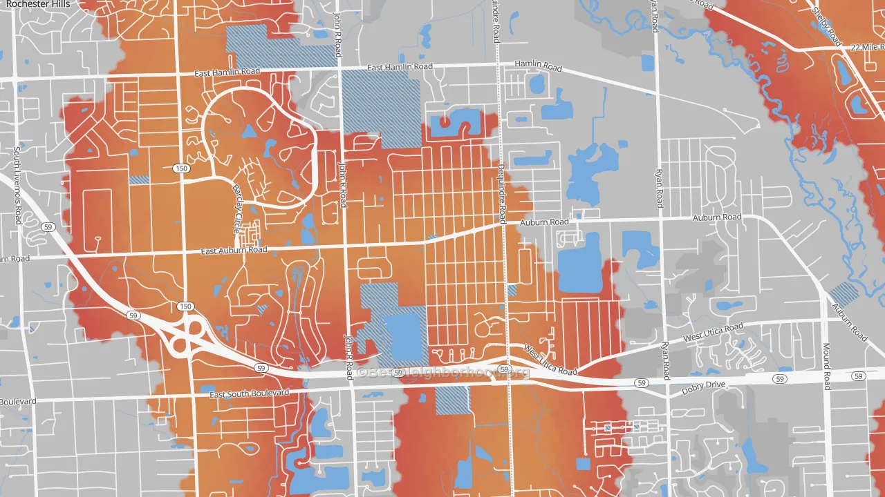 Transit Grade map of Brooklands Park, Rochester Hills, MI