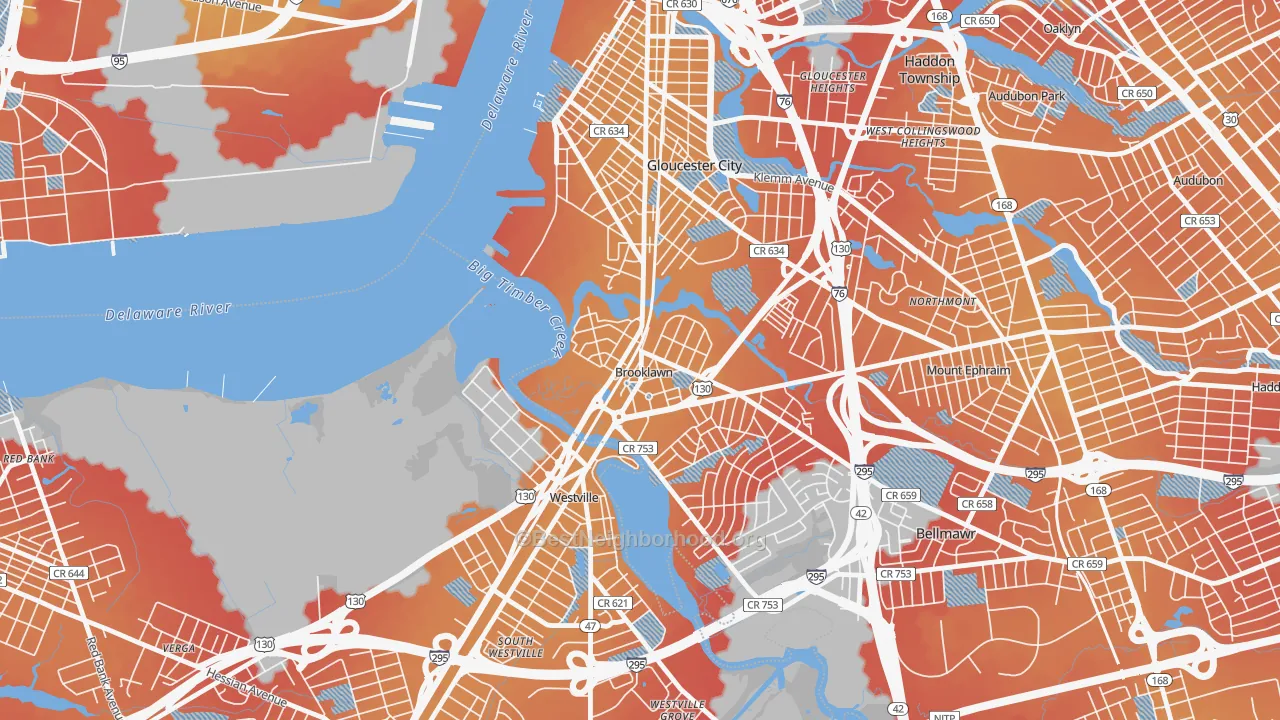 Transit Grade map of Brooklawn, NJ