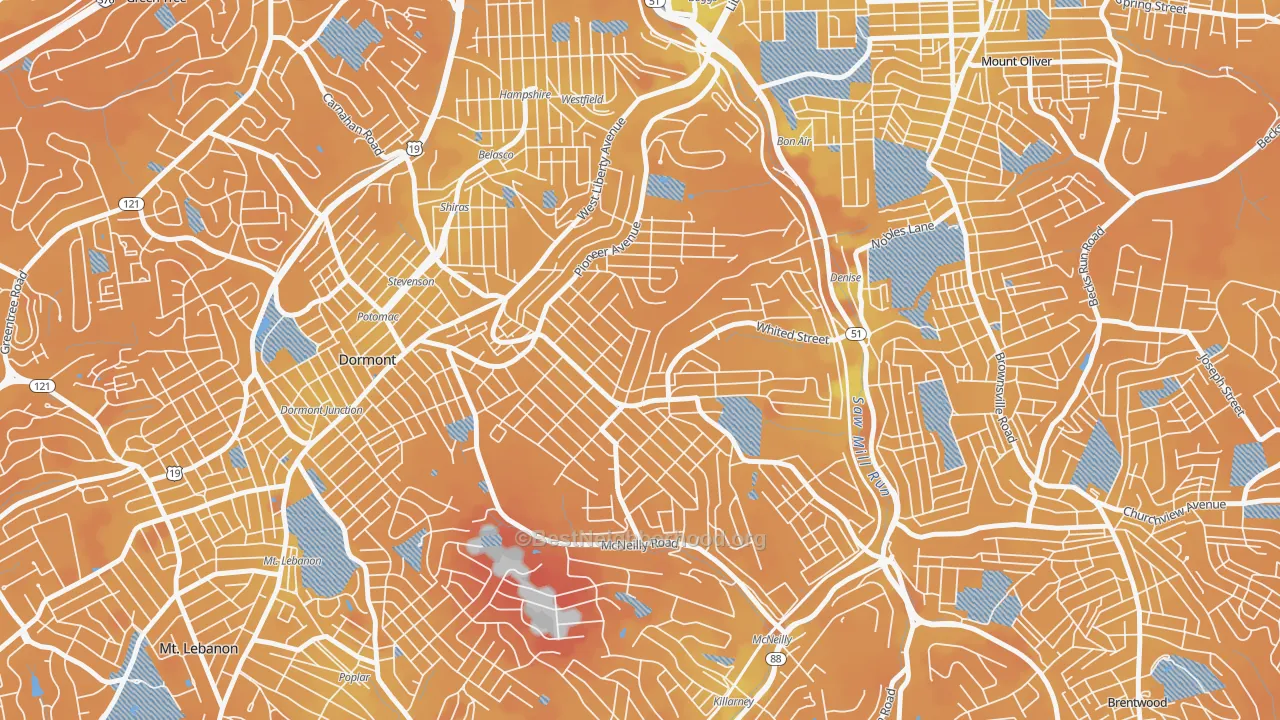 Transit Grade map of Brookline, Pittsburgh, PA