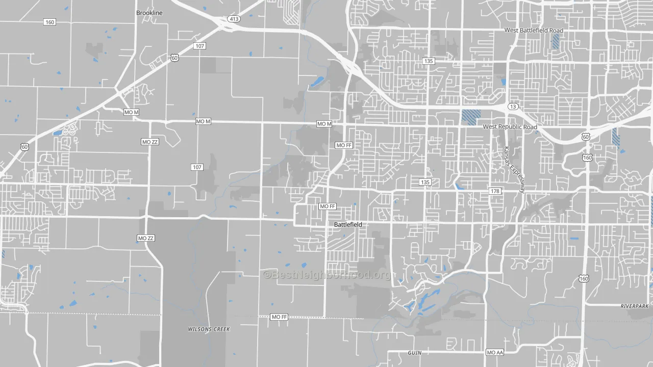 Transit Grade map of Brookline Station, MO