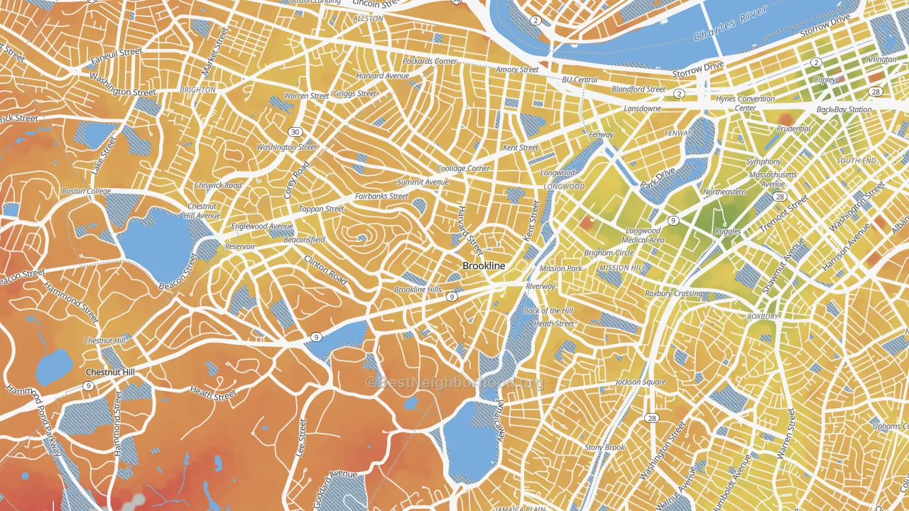 Transit Grade map of Brookline Village Commercial District, Brookline, MA
