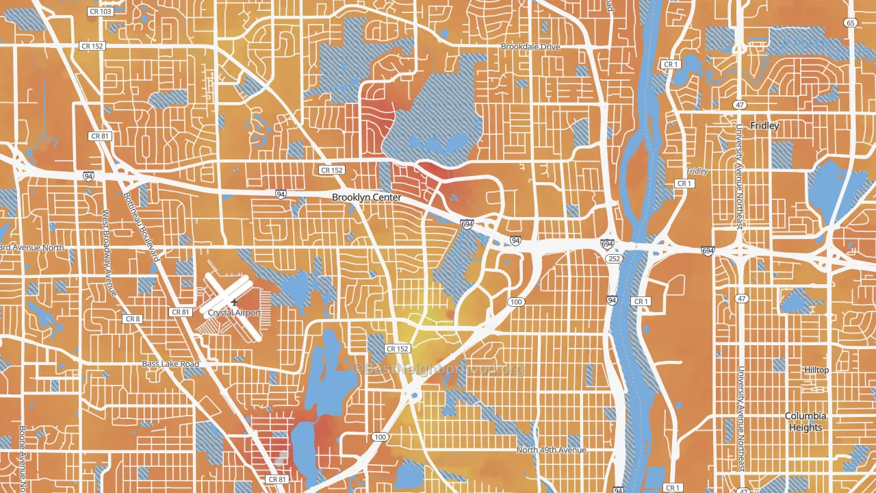 Transit Grade map of Brooklyn Center, MN