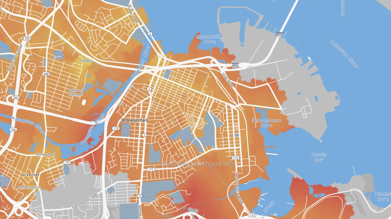 Transit Grade map of Brooklyn-Curtis Bay, Brooklyn, MD