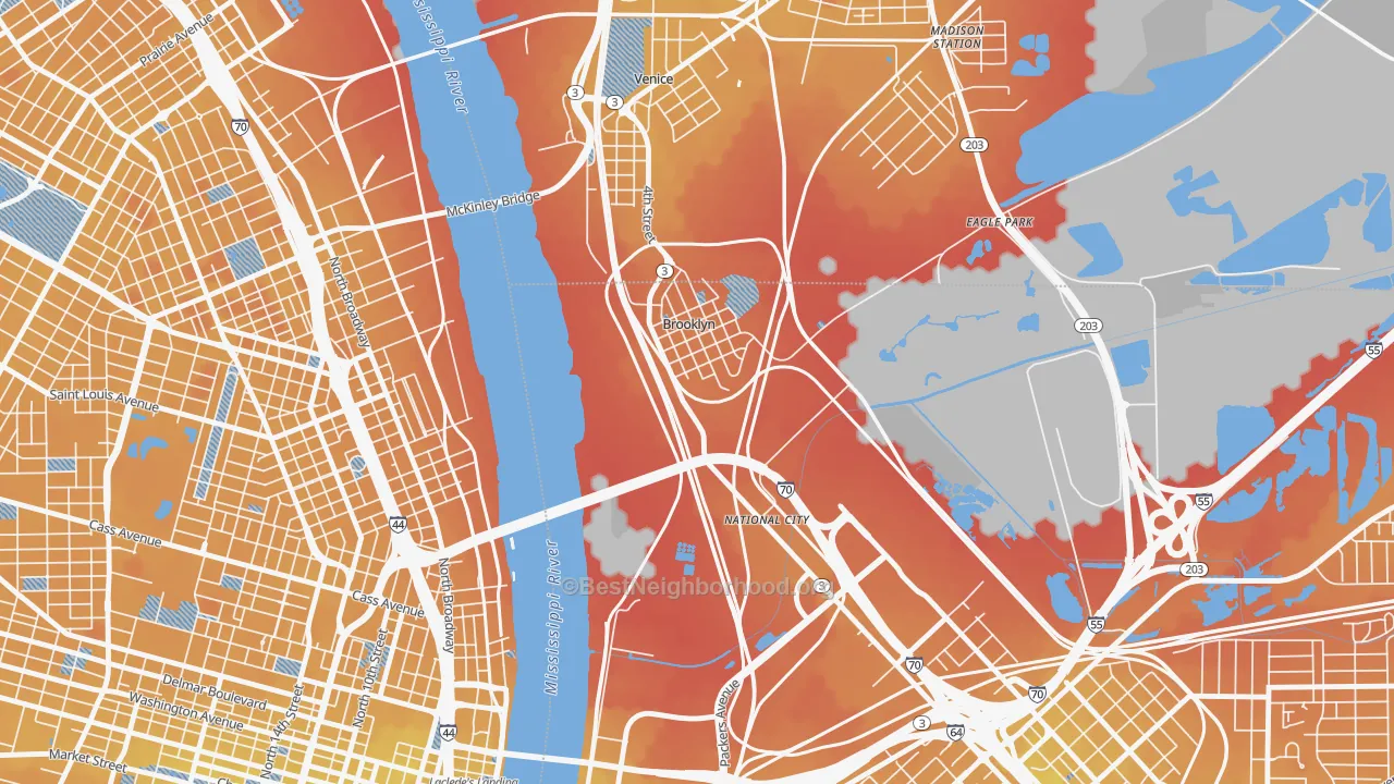Transit Grade map of Brooklyn, IL
