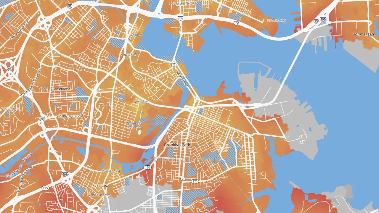 Transit Grade map of Brooklyn, MD