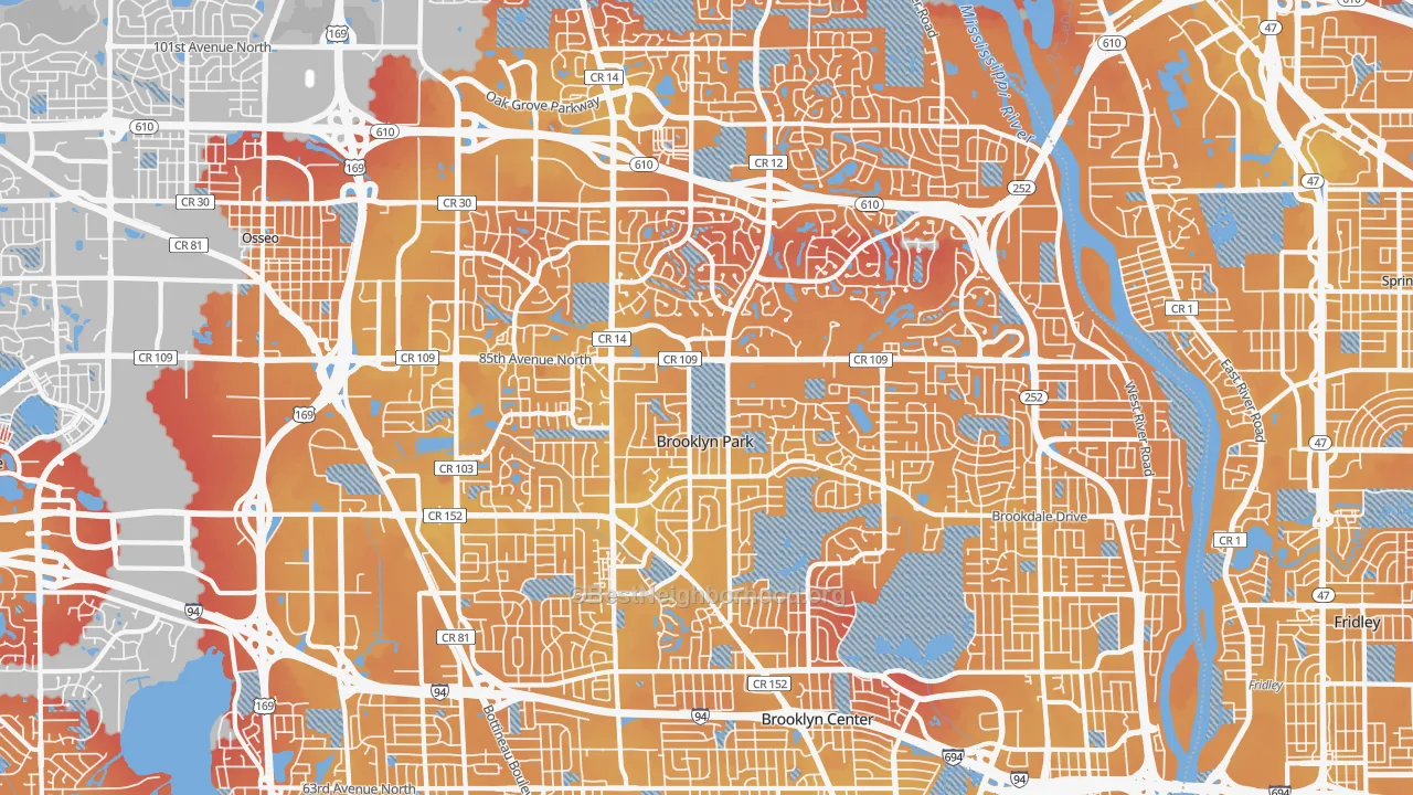 Transit Grade map of Brooklyn Park, MN
