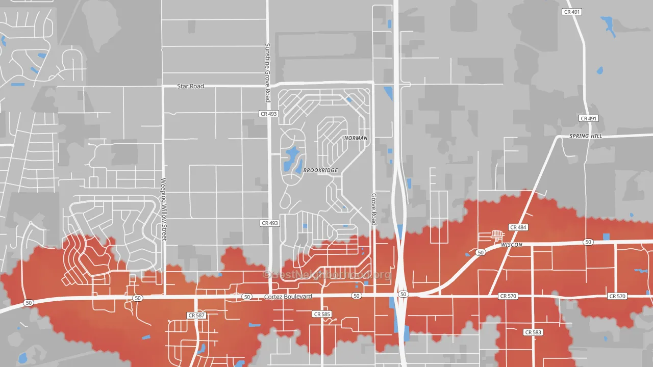 Transit Grade map of Brookridge, FL