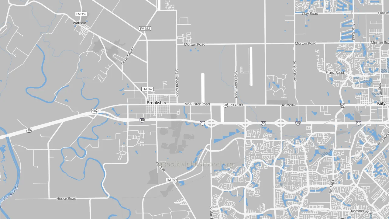 Transit Grade map of Brookshire, TX
