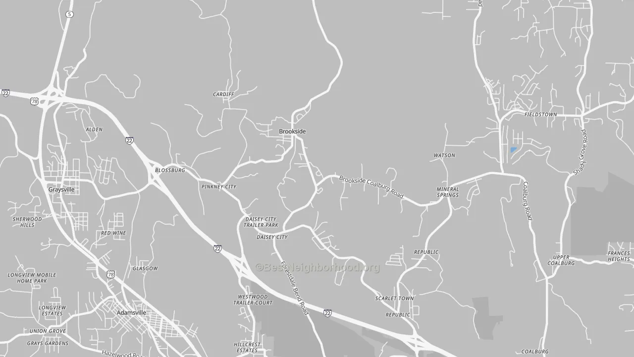 Transit Grade map of Brookside, AL